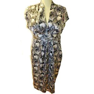 Pre-loved‎ Sz 16 Jonathan Martin Black and White Kimono Style Floral Print Dress